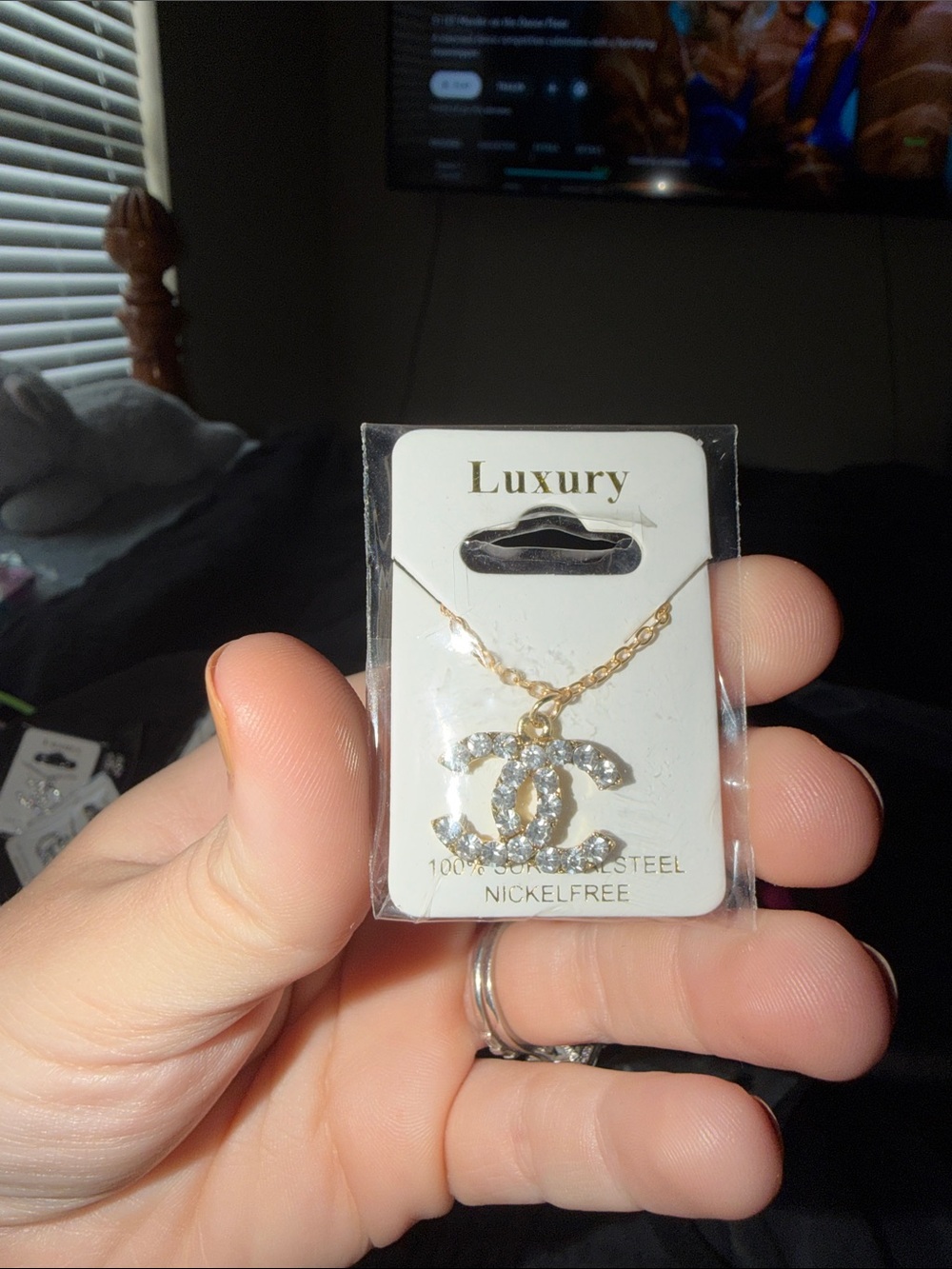 Gold-Tone Crystal Double C Pendant Necklace